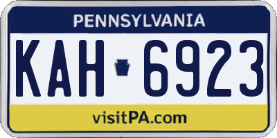 PA license plate KAH6923