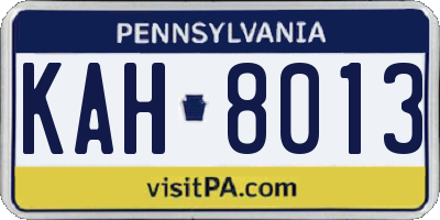 PA license plate KAH8013