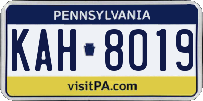 PA license plate KAH8019