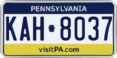 PA license plate KAH8037
