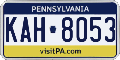 PA license plate KAH8053