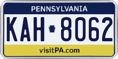 PA license plate KAH8062