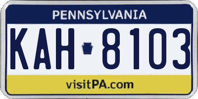 PA license plate KAH8103