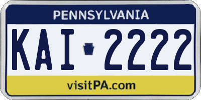 PA license plate KAI2222
