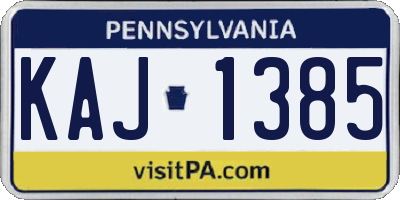 PA license plate KAJ1385