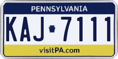 PA license plate KAJ7111