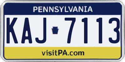 PA license plate KAJ7113