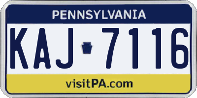 PA license plate KAJ7116