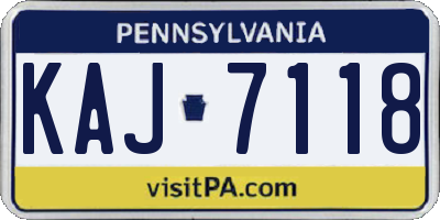 PA license plate KAJ7118