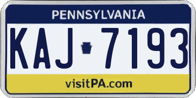PA license plate KAJ7193