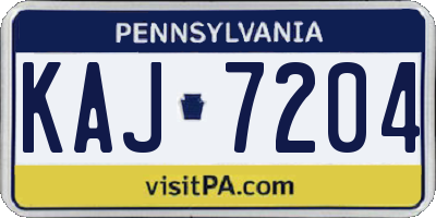 PA license plate KAJ7204