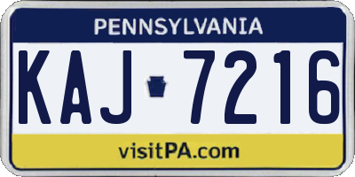 PA license plate KAJ7216