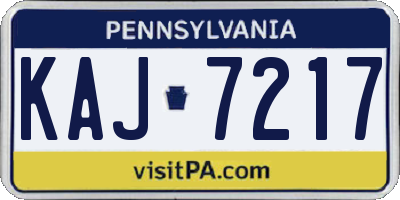 PA license plate KAJ7217