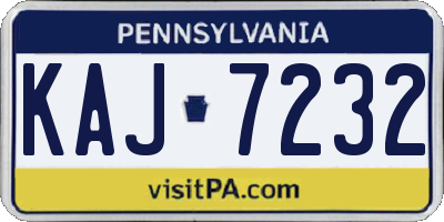 PA license plate KAJ7232
