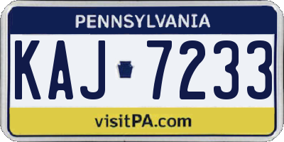 PA license plate KAJ7233