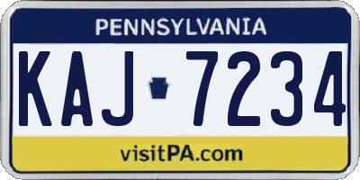 PA license plate KAJ7234