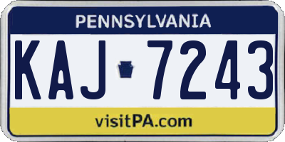 PA license plate KAJ7243