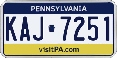 PA license plate KAJ7251