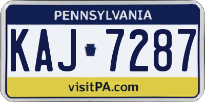 PA license plate KAJ7287