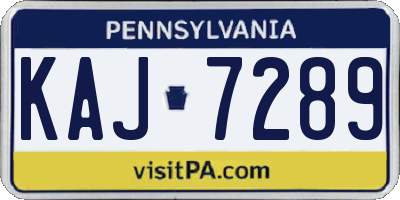 PA license plate KAJ7289