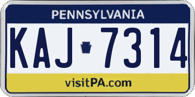 PA license plate KAJ7314