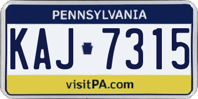 PA license plate KAJ7315