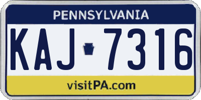 PA license plate KAJ7316