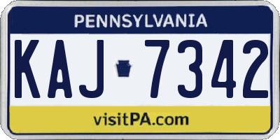 PA license plate KAJ7342