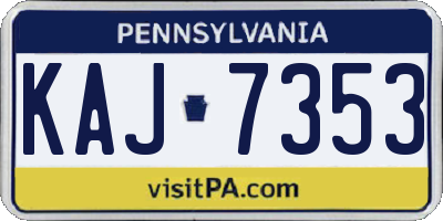 PA license plate KAJ7353