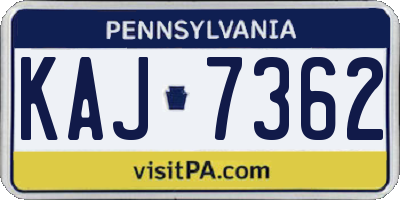 PA license plate KAJ7362