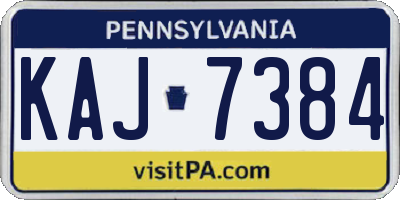 PA license plate KAJ7384