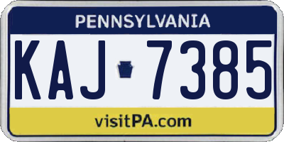 PA license plate KAJ7385