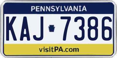 PA license plate KAJ7386