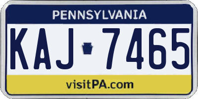PA license plate KAJ7465