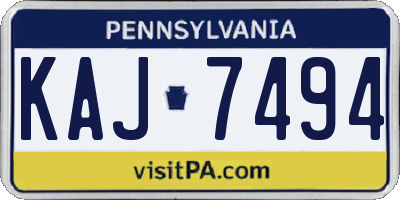 PA license plate KAJ7494
