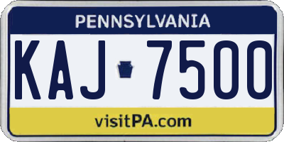 PA license plate KAJ7500