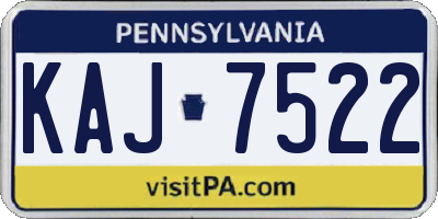 PA license plate KAJ7522