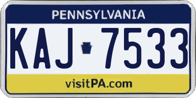 PA license plate KAJ7533