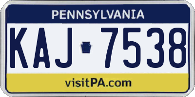 PA license plate KAJ7538