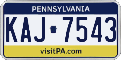 PA license plate KAJ7543