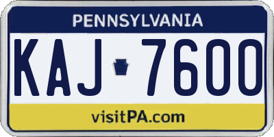 PA license plate KAJ7600