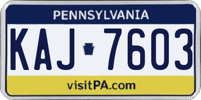 PA license plate KAJ7603