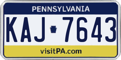 PA license plate KAJ7643