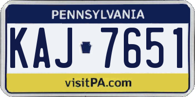 PA license plate KAJ7651