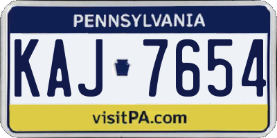 PA license plate KAJ7654