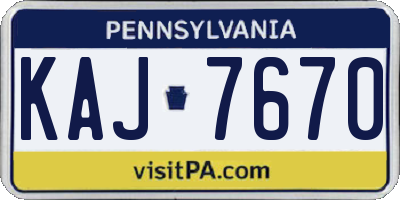 PA license plate KAJ7670