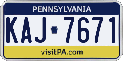 PA license plate KAJ7671