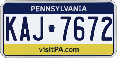 PA license plate KAJ7672