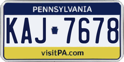 PA license plate KAJ7678