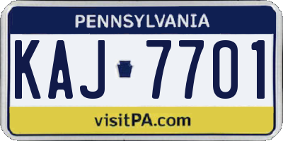 PA license plate KAJ7701